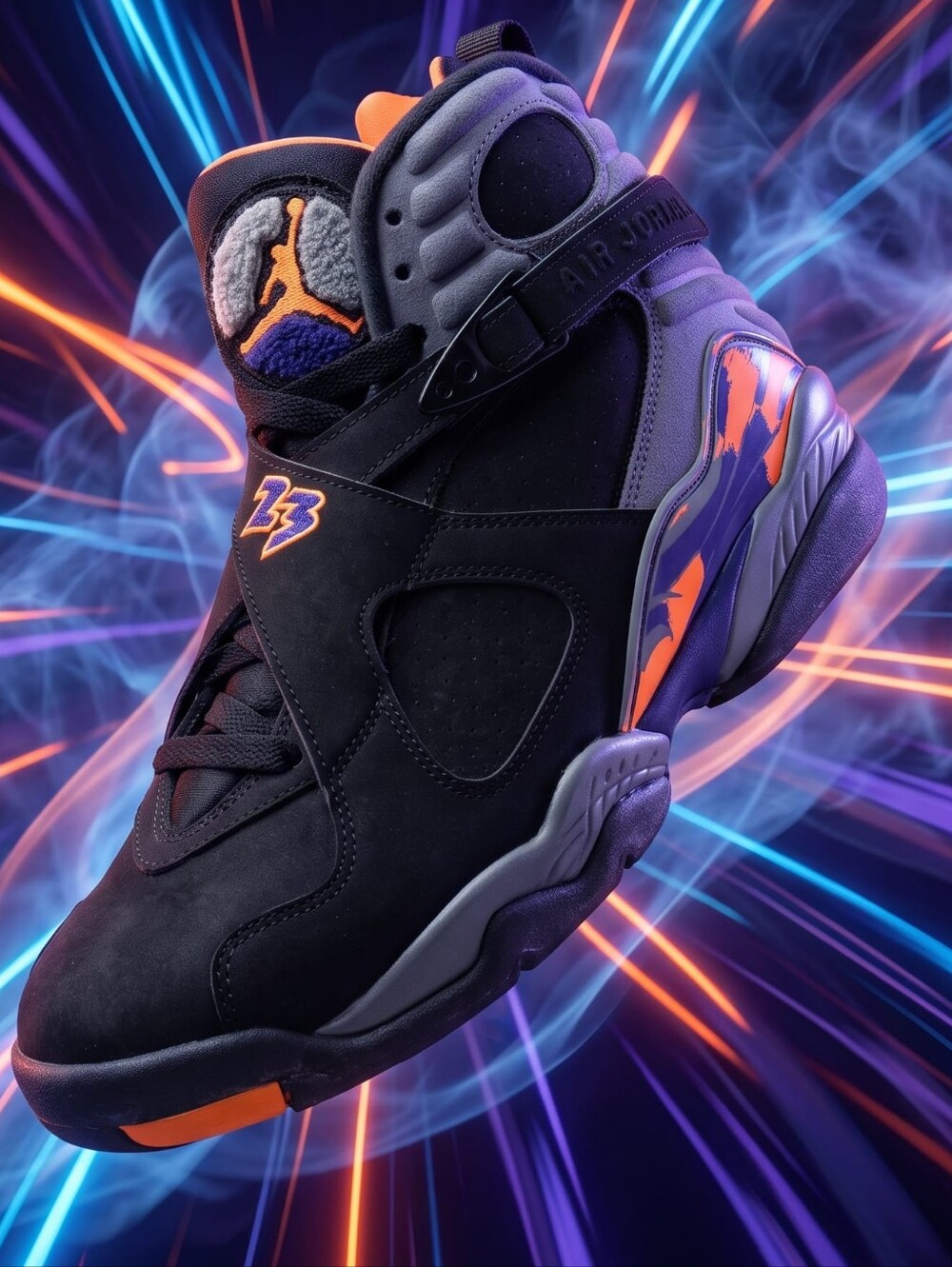 Jordan Retro 8 High Top Sneakers - Black/Orange/Blue/7.5/NWB